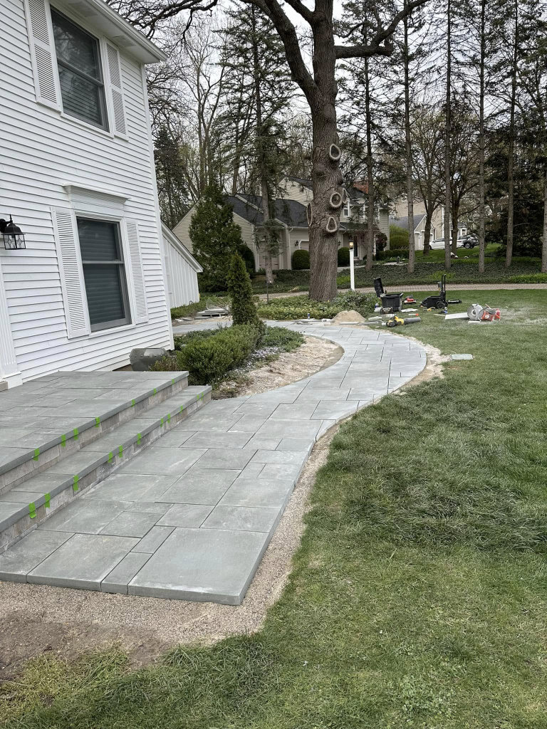 Greener Grounds Landscape brick walkway and steps.
