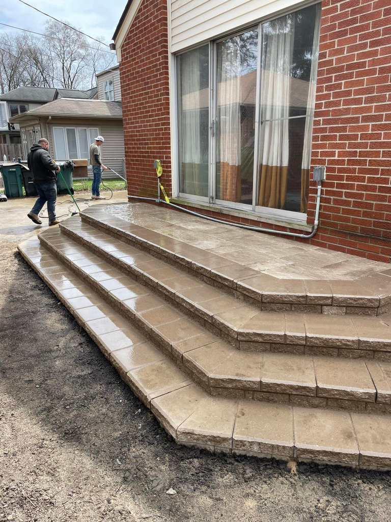 Greener Grounds Landscape brick steps.